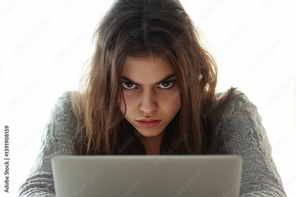 Naklejka premium Focused Woman Working on Laptop