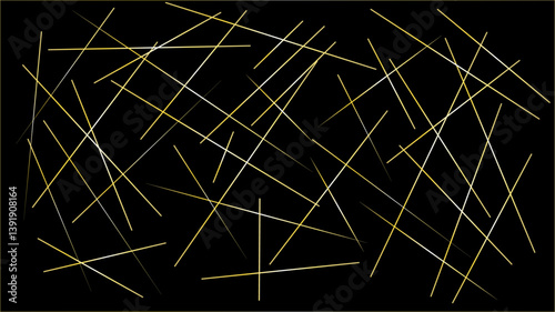 Random geometric line pattern on a black backdrop background. Random line low poly pattern. abstract seamless line vector. Random chaotic lines abstract geometric patterns of modern design.