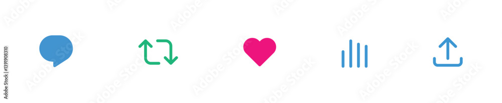 like icon, reply, retweet, view, share icon signs - social media notification like comment, share icons. social network post reactions collection set. vector illustration like icon, reply, retweet, view, share icon signs - social media notification like comment, share icons. social network post reactions collection set. vector illustration