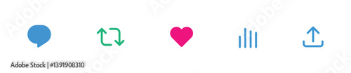 like icon, reply, retweet, view, share icon signs - social media notification like comment, share icons. social network post reactions collection set. vector illustration