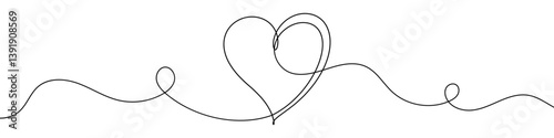 Obraz na płótnie Heart icon drawn with one line. Black outline of a heart made with a single continuous line. Vector illustration. w salonie