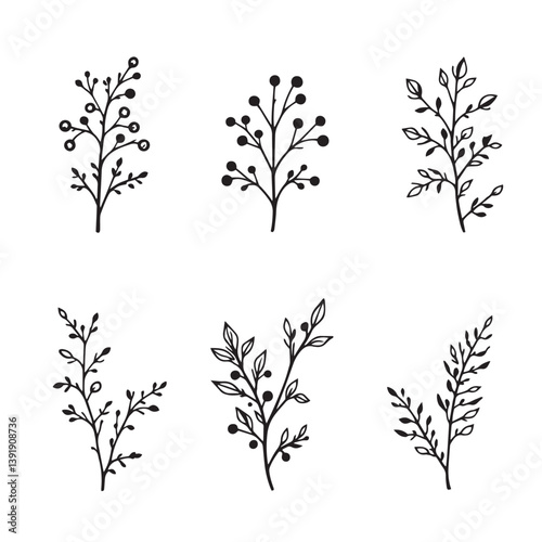 Sea Buckthorn Vector Line Art Minimalist Design Inspiration