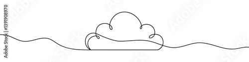 Obraz na płótnie Cloud icon drawn with one line. Black outline of a cloud made with a single continuous line. Vector illustration w salonie