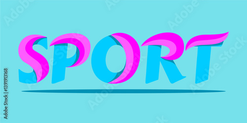 typography SPORT word art illustration, editable text effect, eps file format