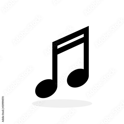 Music note, song or melody icon in flat design. Vector illustration