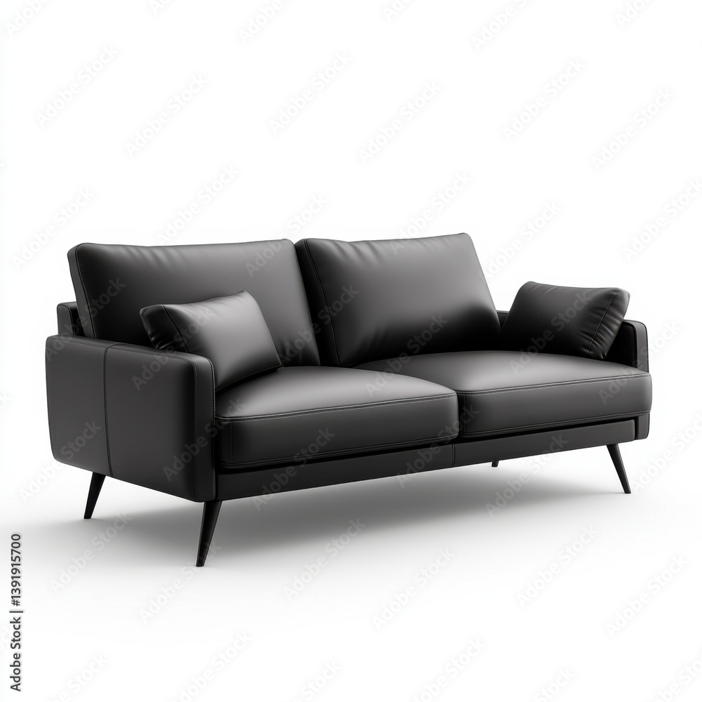 A luxurious black leather sofa with deep seating provides ultimate comfort and style for modern living rooms, perfect for relaxation and sophisticated home decor. A luxurious black leather sofa with deep seating provides ultimate comfort and style for modern living rooms, perfect for relaxation and sophisticated home decor.