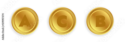 set of coins gold coin on a white background with shadow your crypt coin with different letters