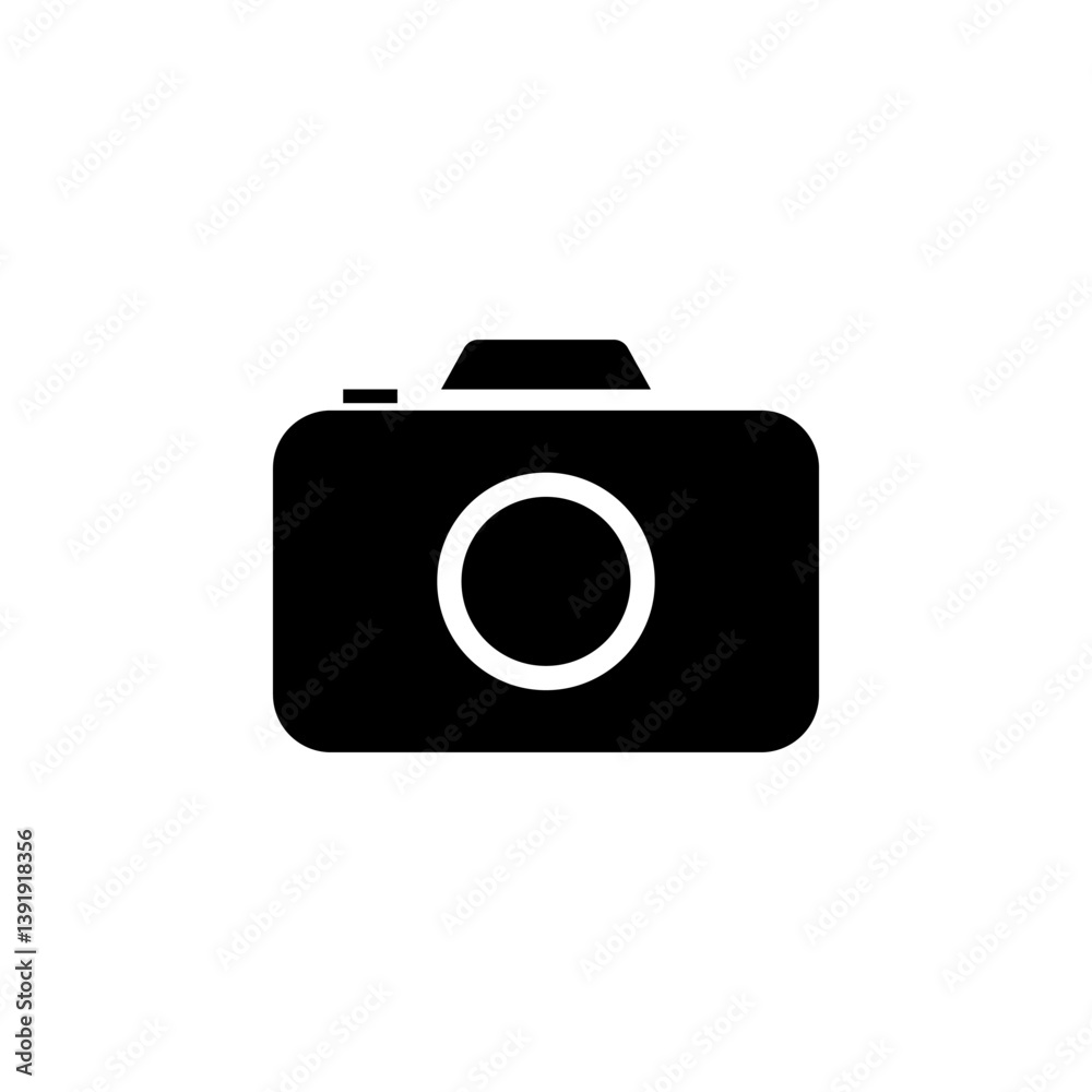 Compact Photo or Video Camera, DSLR Solid Flat Vector Icon Isolated on White Background. Compact Photo or Video Camera, DSLR Solid Flat Vector Icon Isolated on White Background.