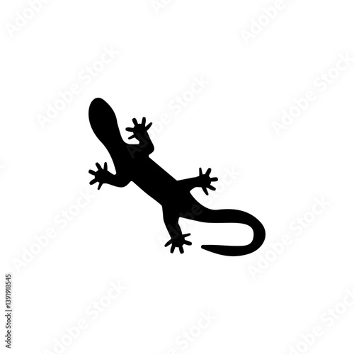 Gecko Tattoo, Lizard Reptile, Salamander Solid Flat Vector Icon Isolated on White Background.