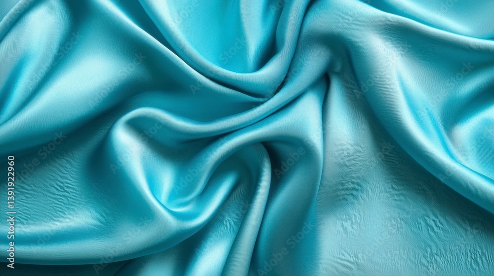 Obraz premium Draped turquoise silk fabric with elegant folds and wrinkles.