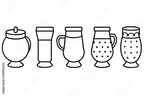 Kvass Line Art Traditional Drink Drawing for Creative Design Project  