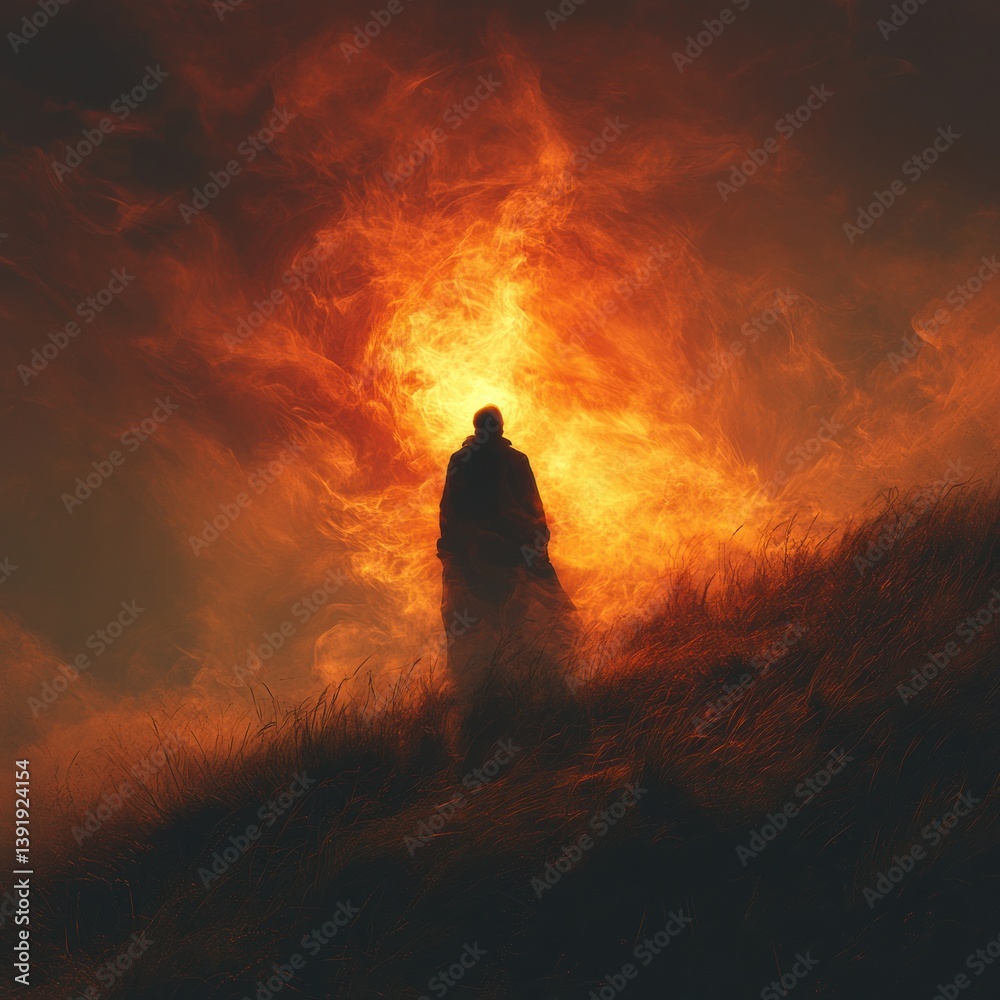 Obraz premium Woman in Darkness with Light of Jesus