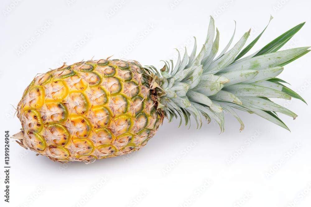 Ripe pineapple with yellow gold skin and spiky green leaves on a white background a vibrant tropical isolated on transparent background Ripe pineapple with yellow gold skin and spiky green leaves on a white background a vibrant tropical isolated on transparent background