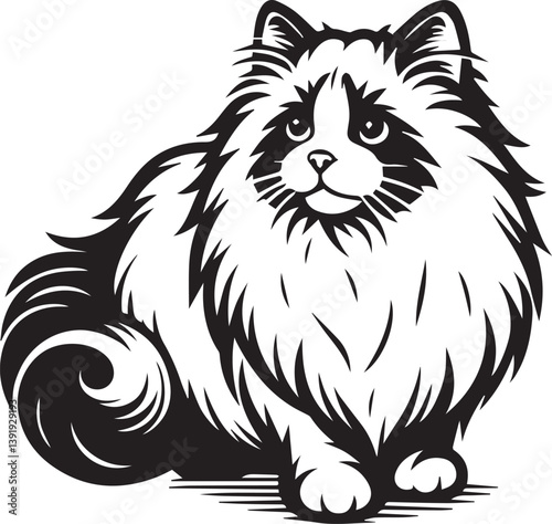 Black and White Ragdoll Cat Vector