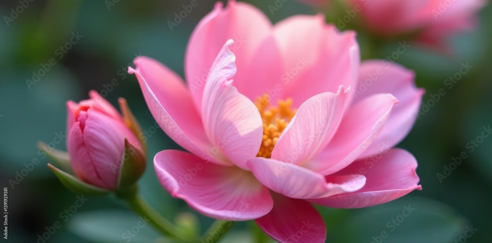 Soft pink petals unfurl in gentle curves, revealing delicate white centers , close-up, flowers Soft pink petals unfurl in gentle curves, revealing delicate white centers , close-up, flowers