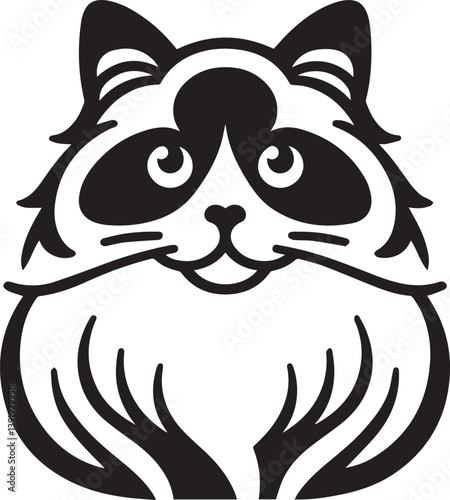 Black and White Ragdoll Cat Vector
