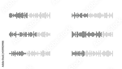 Abstract Set of Audio Waves and Sound Wave Patterns