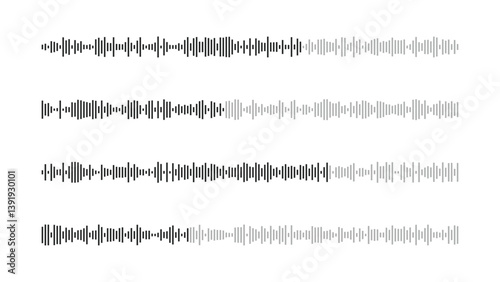 Abstract Set of Audio Waves and Sound Wave Patterns