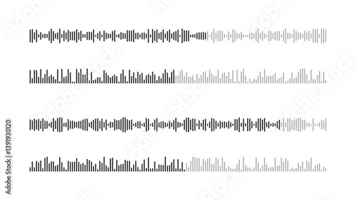 Abstract Set of Audio Waves and Sound Wave Patterns