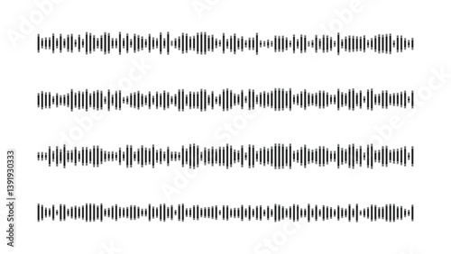 Abstract Set of Audio Waves and Sound Wave Patterns