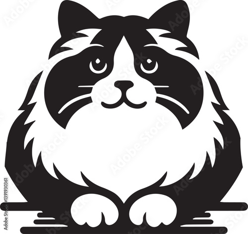Black and White Ragdoll Cat Vector