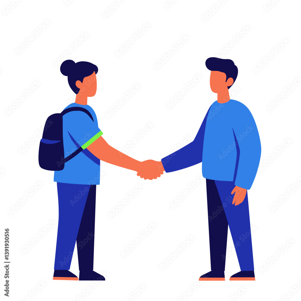 Fototapeta premium Two People Shaking Hands in a Friendly Gesture Against a White Background 