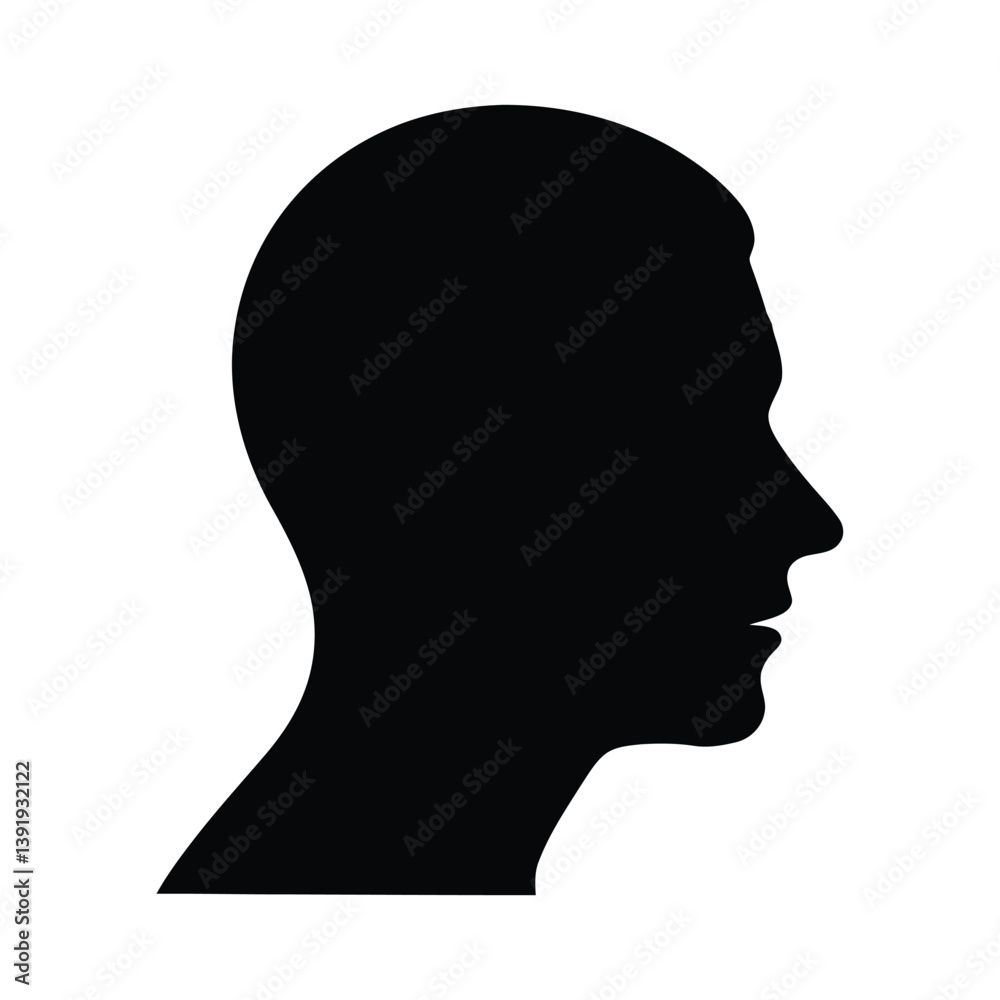 Man head shape black silhouette of simple minimal vector Man head shape black silhouette of simple minimal vector