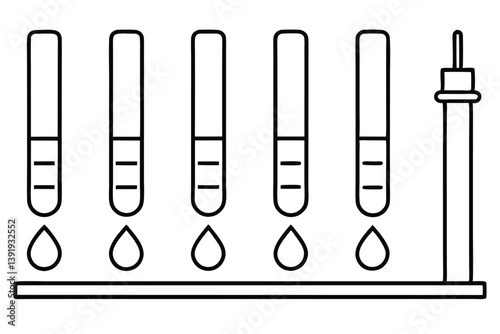pH scale line art visualizing hydrogen ion concentration.eps