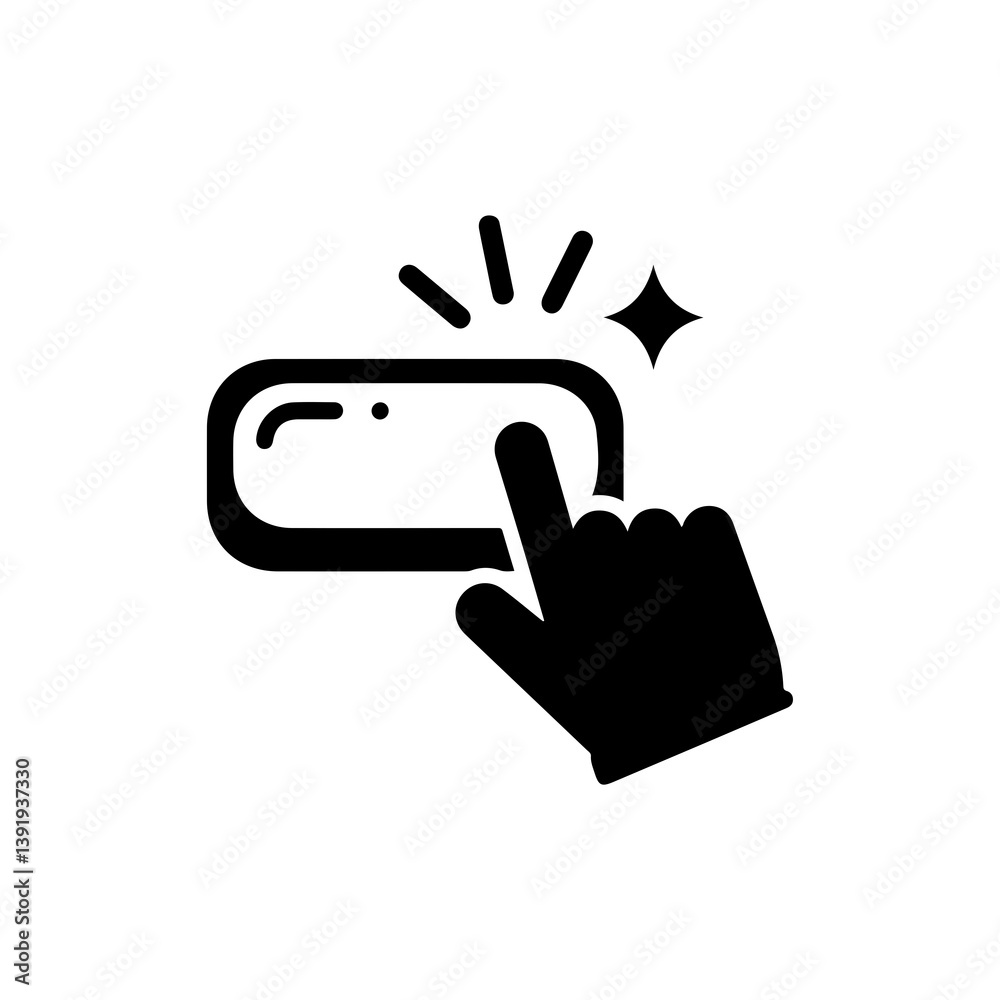 Clicking Button with Shine Effect Icon Clicking Button with Shine Effect Icon