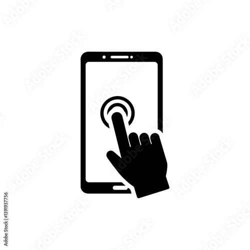 Finger Touch on Mobile Screen Interface - User Interaction Icon