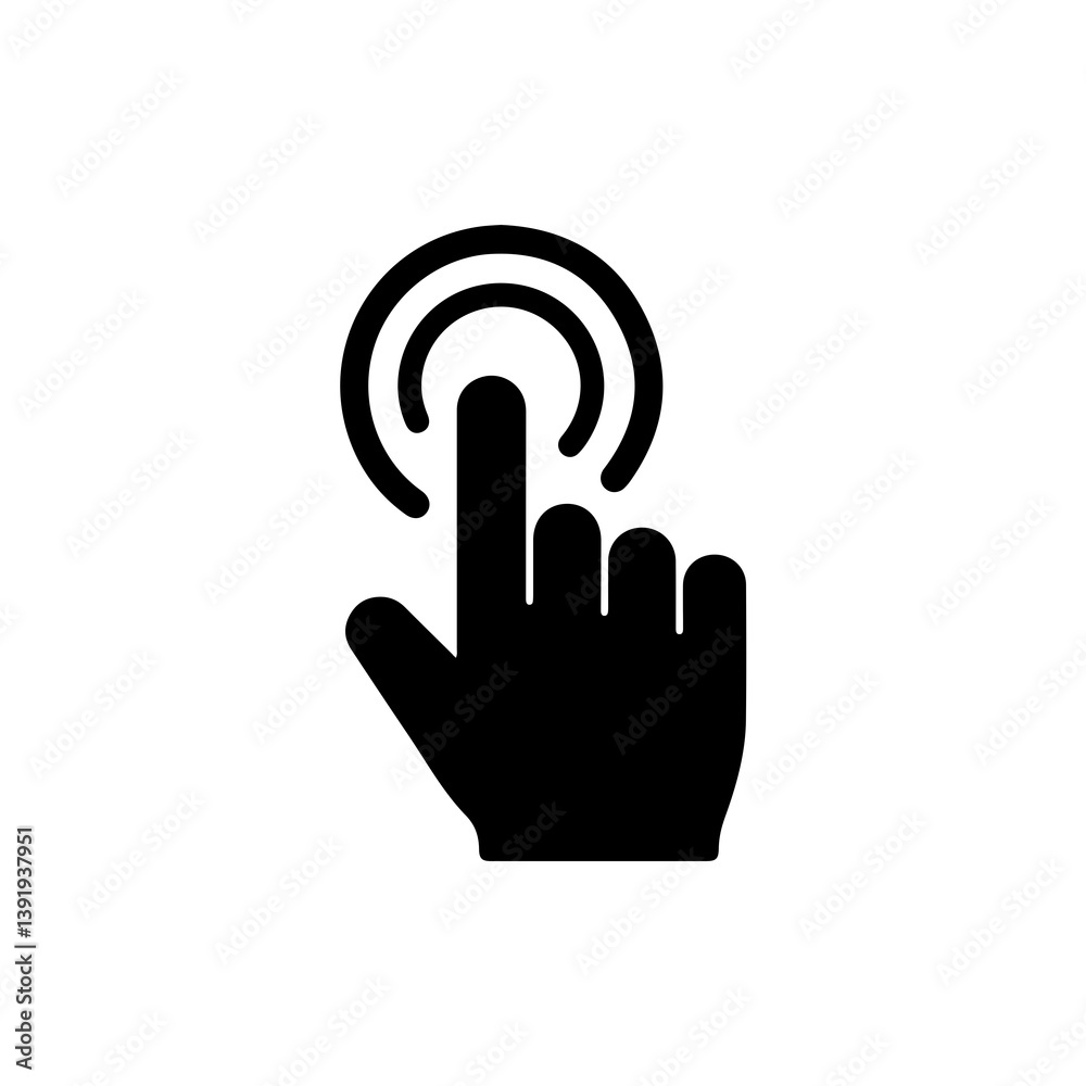 Hand Pointer with Circle Glow Effect Icon for User Interface Hand Pointer with Circle Glow Effect Icon for User Interface