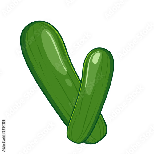 Cucumber illustration food vector 2D game style