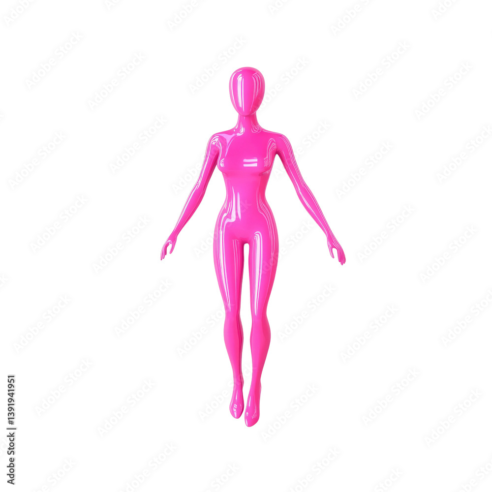 Pink Glossy Female Mannequin Figure, 3D Render, Isolated on Transparent background Pink Glossy Female Mannequin Figure, 3D Render, Isolated on Transparent background