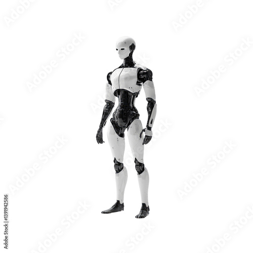 Humanoid Robot, Futuristic AI, Artificial Intelligence, Standing Pose, 3D Render