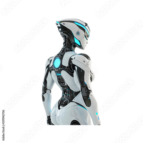 Futuristic Female Robot Back View - AI, Cyborg, Technology Concept