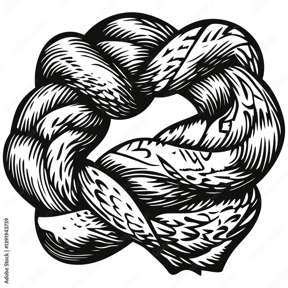 Artistic Vector Drawing of a Detailed Rope Knot Illustration Artistic Vector Drawing of a Detailed Rope Knot Illustration