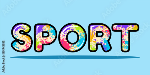 typography SPORT word art illustration, editable text effect, eps file format