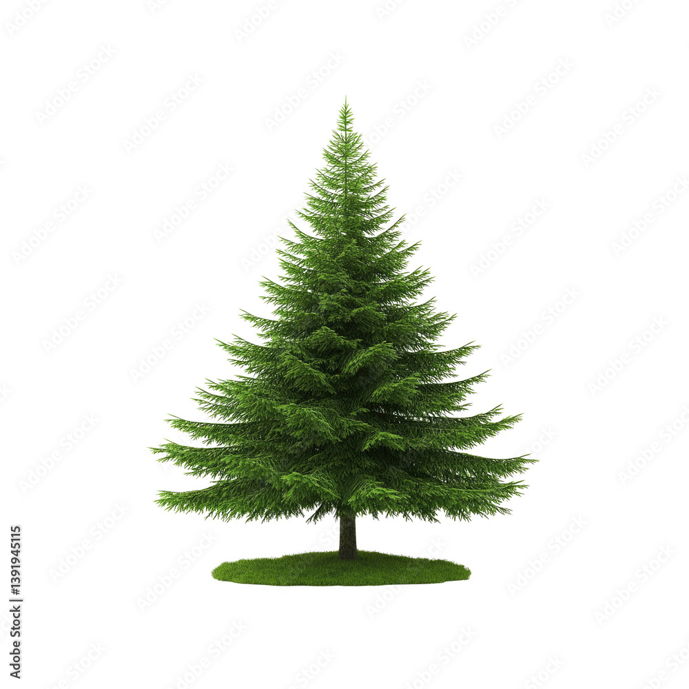 Fototapeta premium Isolated Evergreen Fir Tree on a Patch of Grass