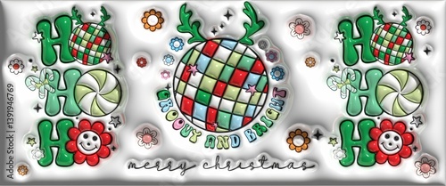 Festive Cheer with Colorful Christmas Elements and Bright Graphics