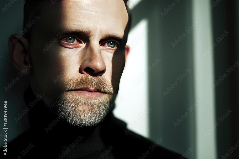 A Close Up Portrait of a Man in Dramatic Lighting A Close Up Portrait of a Man in Dramatic Lighting