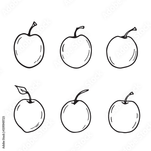 Beautiful Plum Vector Line Art for Visual Creations