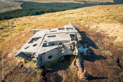 Abandoned Wreckage of Firefly Aircraft on Meikle Bin Hillside, in the Campsie Fells, Scotland photo