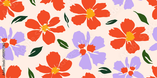hand drawn flowers seamless patterns Design for fabric, cover, wrapping, wallpaper. abstract backgrounds.
