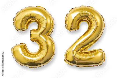 Gold Balloons: Number 32 Celebration