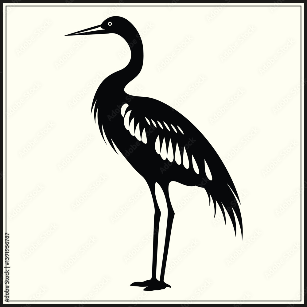 Fototapeta premium Silhouette of Crane, Elegant Bird