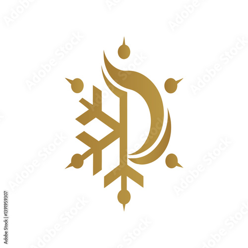 Snowflake Logo – Golden Curve Design, Elegant Minimalist Style
