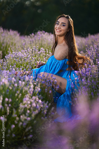 Woman in lavender field
