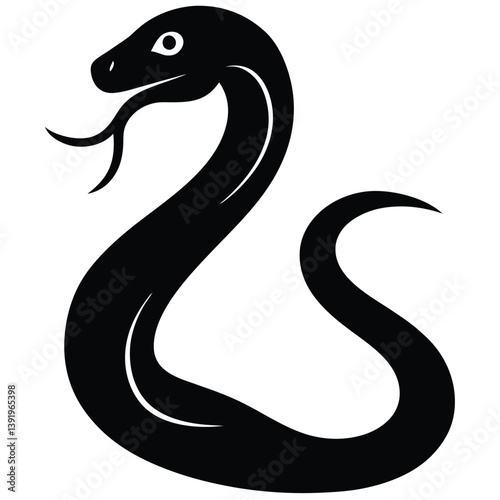 snake Black and white vector illustration animal silhouette for t shirt, black and white snake silhouette vector illustration, vector illustration of a snake silhouette isolated on white background.