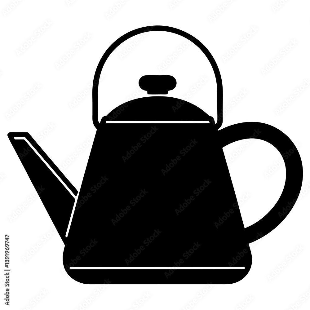 Fototapeta premium Modern Kettle Silhouette Vector Icon with Clean White Background.