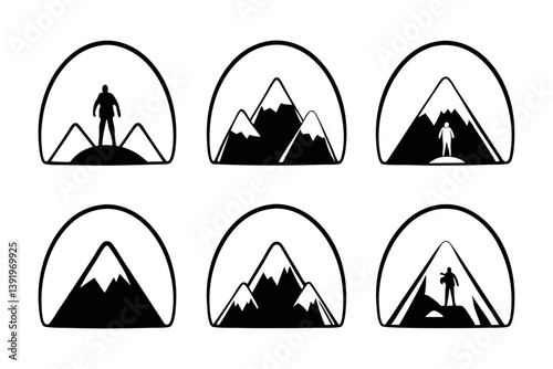 Unique mountain silhouette designs showcasing adventure and exploration in nature's beauty